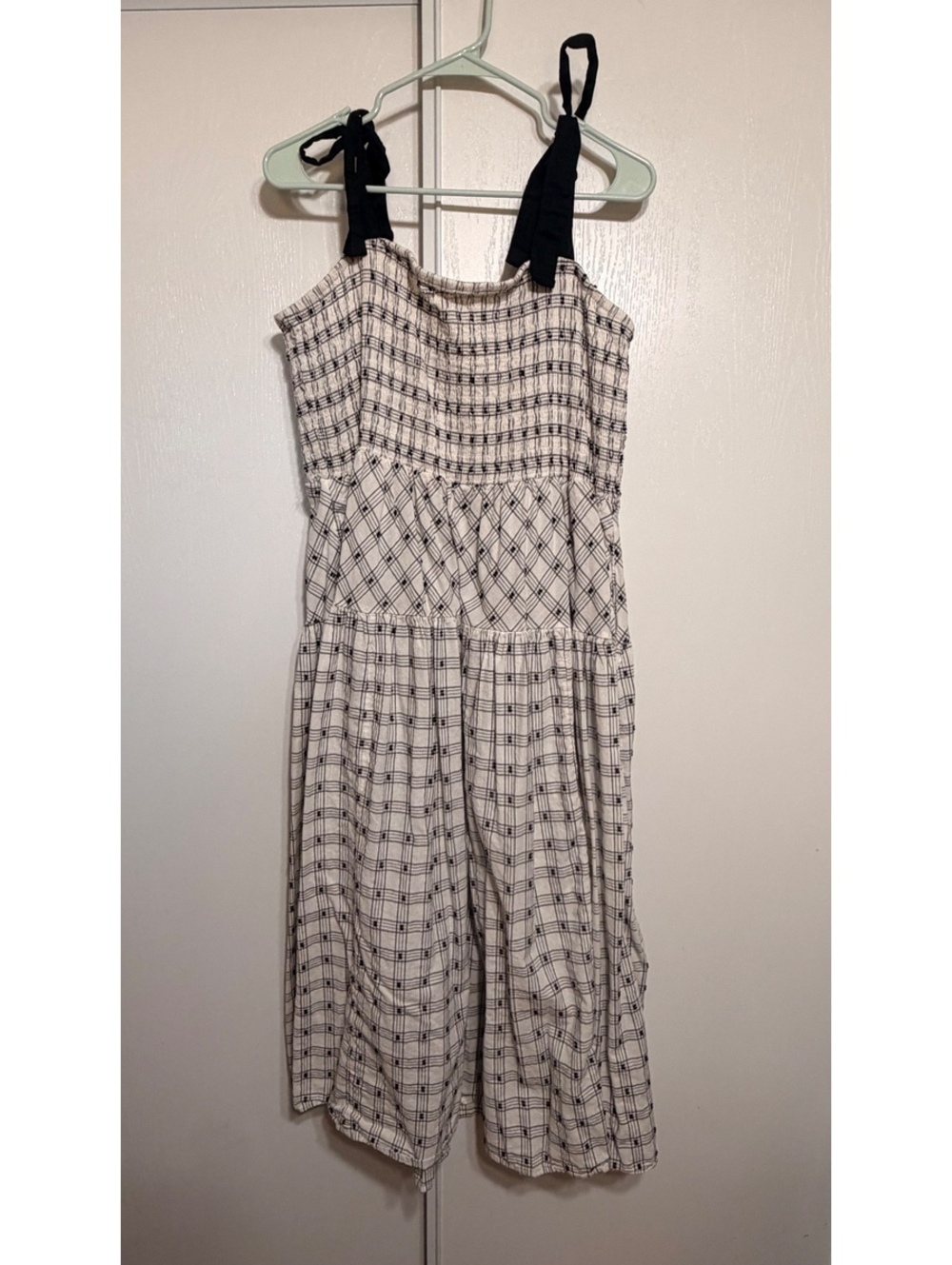 Torrid Size 3 Plaid Midi Dress Tie Strap Smocked Cotton Plus Size 3X